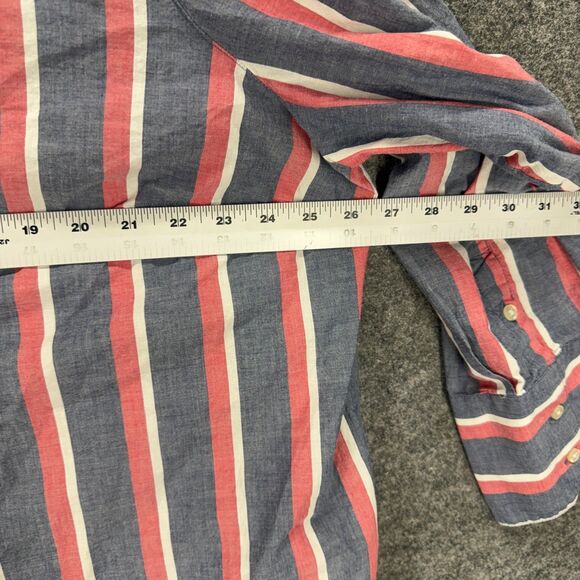 Old Navy Shirt Women 3X Plus Gray Striped Button Up Collared Long Sleeve Cotton - Picture 5 of 7